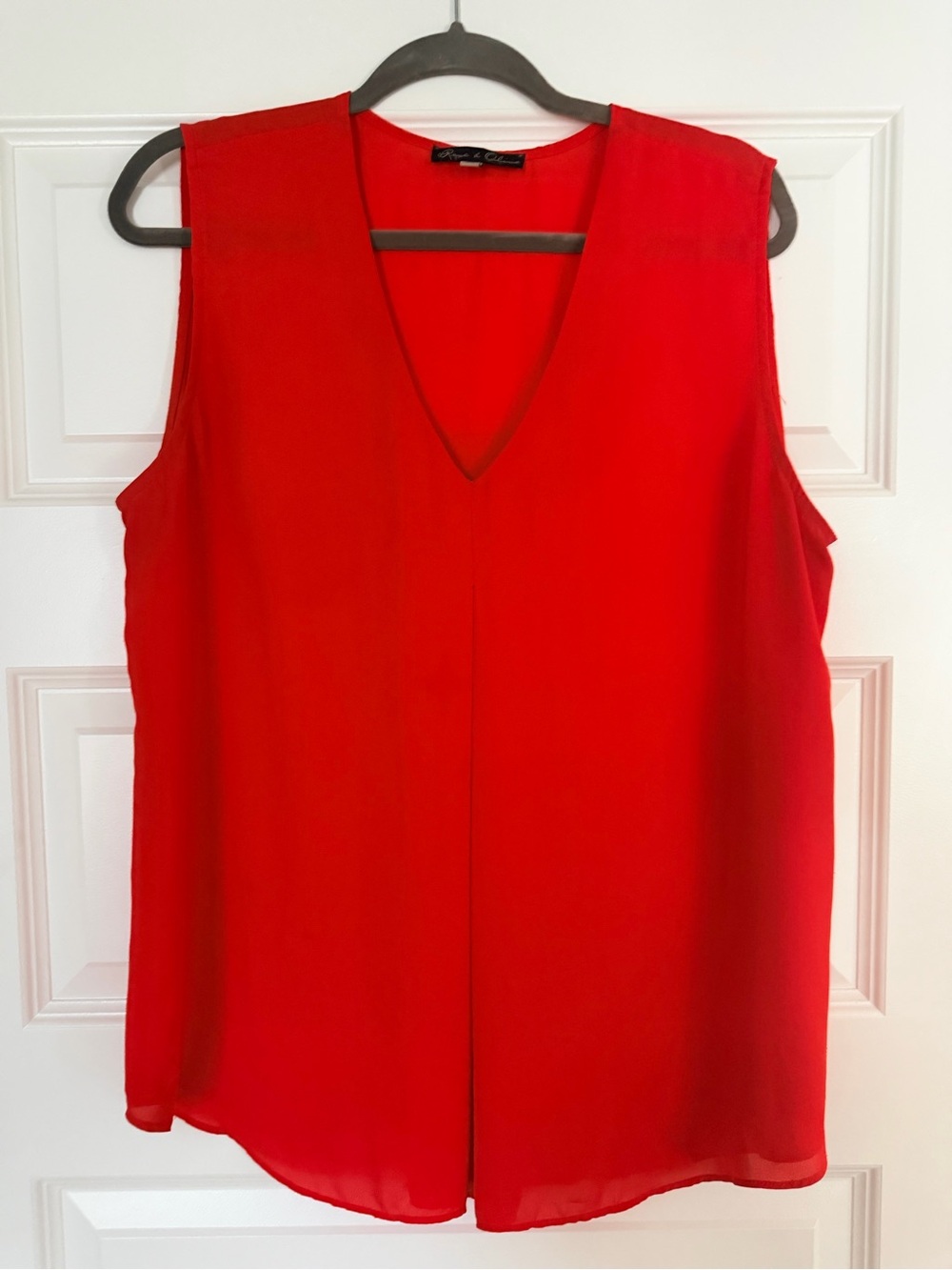 Rose & Olive Red Sheer Sleeveless V-Neck Blouse